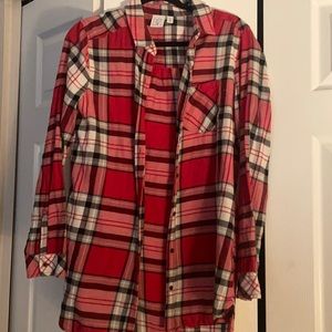 Plaid Red/White/Black/Gray BP Flannel, Size M